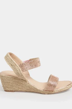M&Co Yours Yours Rose Gold Diamante Embellished Espadrille Wedges In Wide E Fit & Extra Wide Eee Fit><noscript><img width=