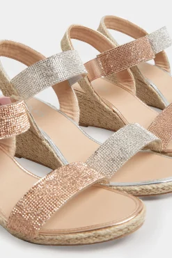 M&Co Yours Yours Rose Gold Diamante Embellished Espadrille Wedges In Wide E Fit & Extra Wide Eee Fit><noscript><img width=