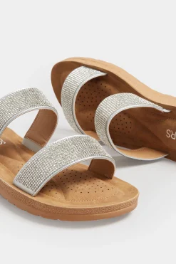 M&Co Yours Yours Silver & Brown Glitter Strap Mule Sandals In Extra Wide Eee Fit><noscript><img width=