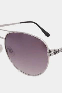 M&Co Yours Yours Silver Aviator Frame Sunglasses><noscript><img width=