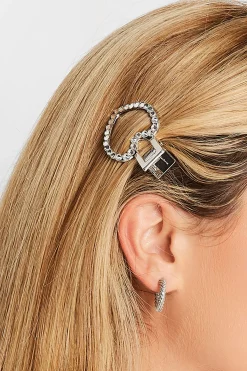 M&Co Yours Yours Silver Diamante Heart Hair Clip>Women Hair Accessories