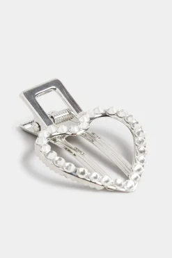 M&Co Yours Yours Silver Diamante Heart Hair Clip>Women Hair Accessories