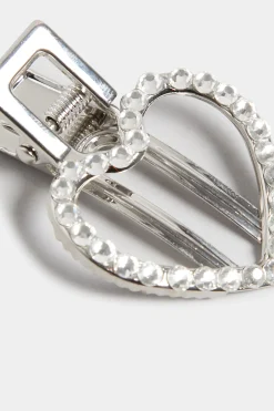 M&Co Yours Yours Silver Diamante Heart Hair Clip><noscript><img width=