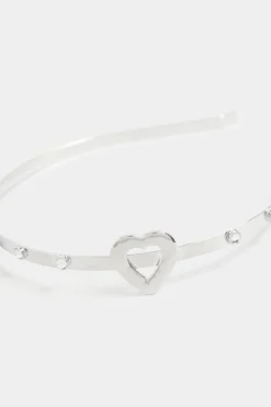 M&Co Yours Yours Silver Diamante Heart Headband>Women Hair Accessories
