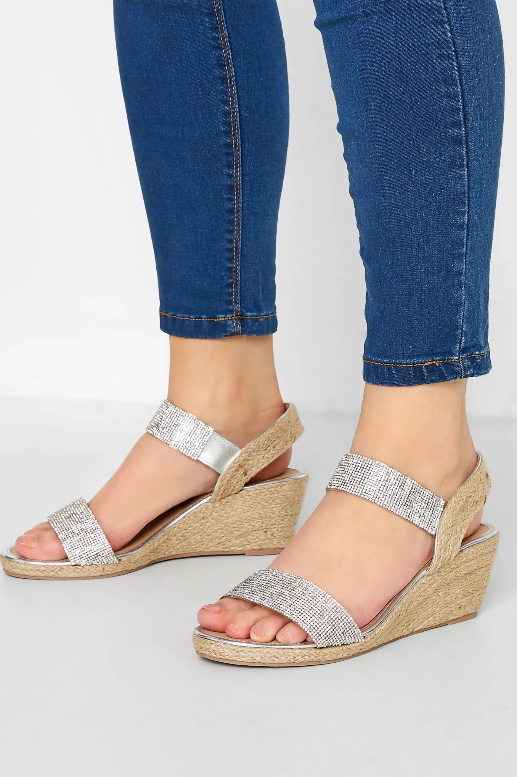 M&Co Yours Yours Silver Espadrille Wedge Sandals In Wide E Fit & Extra Wide Eee Fit>Women Heels