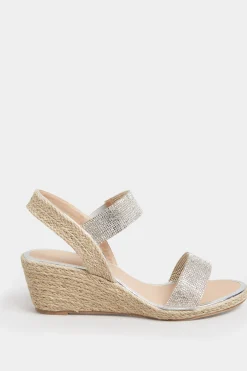 M&Co Yours Yours Silver Espadrille Wedge Sandals In Wide E Fit & Extra Wide Eee Fit><noscript><img width=