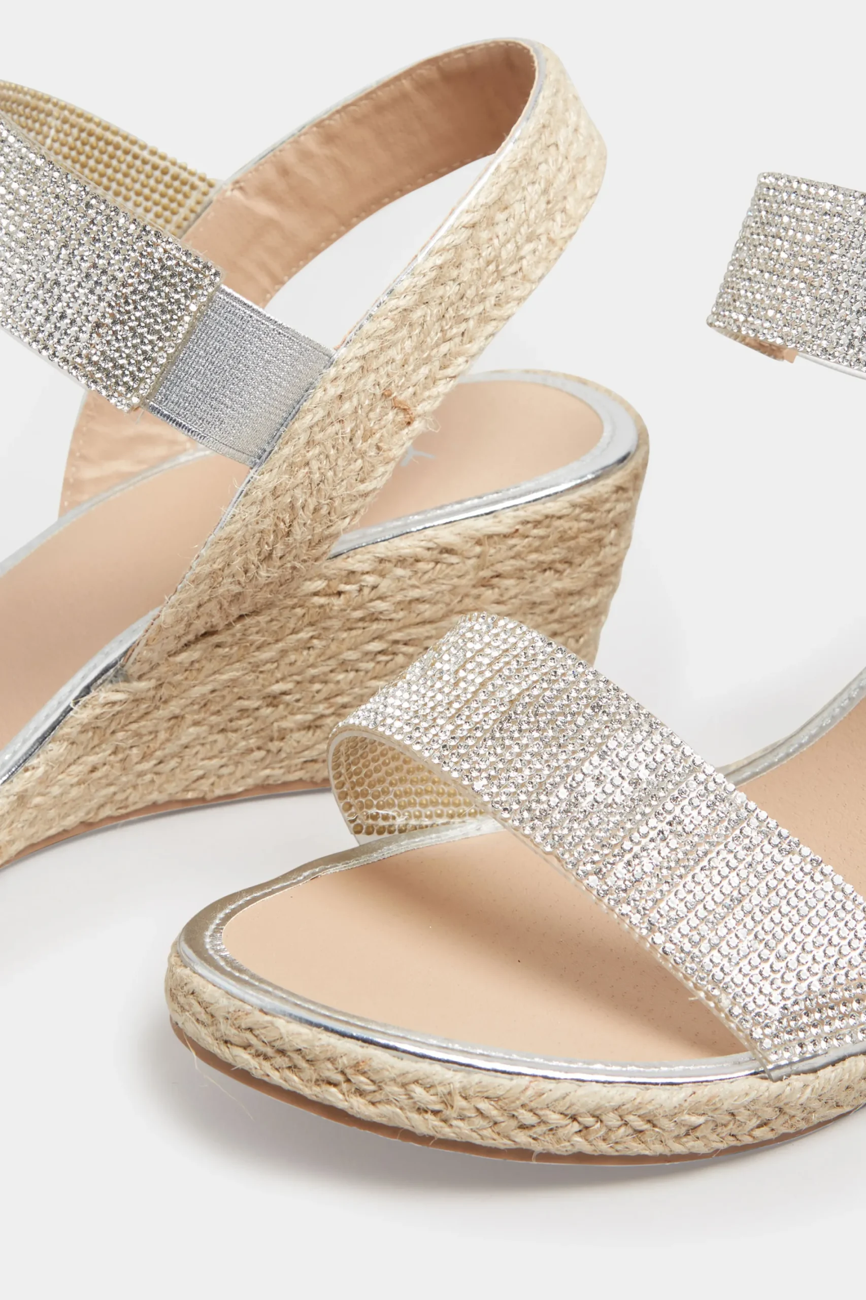 M&Co Yours Yours Silver Espadrille Wedge Sandals In Wide E Fit & Extra Wide Eee Fit>Women Heels