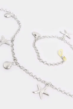M&Co Yours Yours Silver Mixed Shell Sunglasses Chain><noscript><img width=
