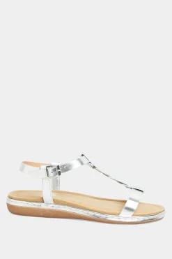 M&Co Yours Yours Silver Plaited Strap Sandals In Wide E Fit & Extra Wide Eee Fit><noscript><img width=