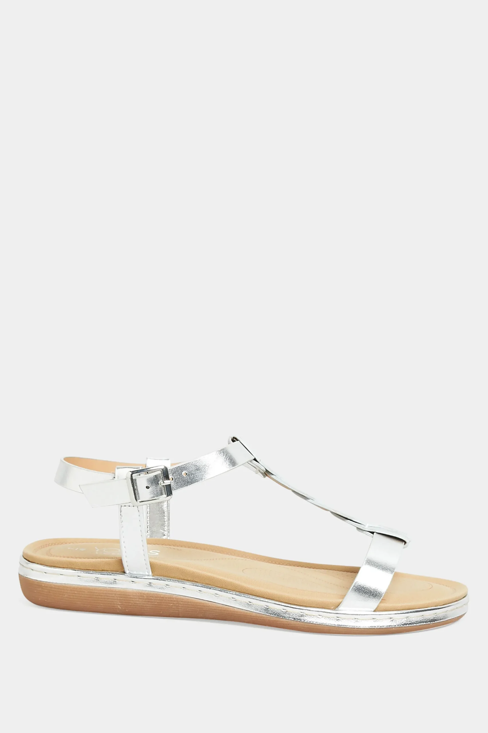 M&Co Yours Yours Silver Plaited Strap Sandals In Wide E Fit & Extra Wide Eee Fit>Women Flat Shoes