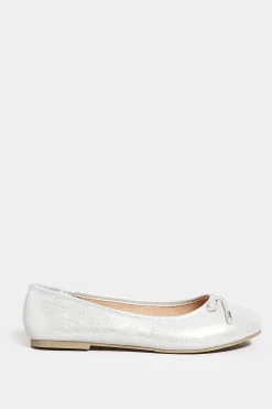 M&Co Yours Yours Silver Shimmer Ballerina Pumps In Wide E Fit & Extra Wide Eee Fit><noscript><img width=