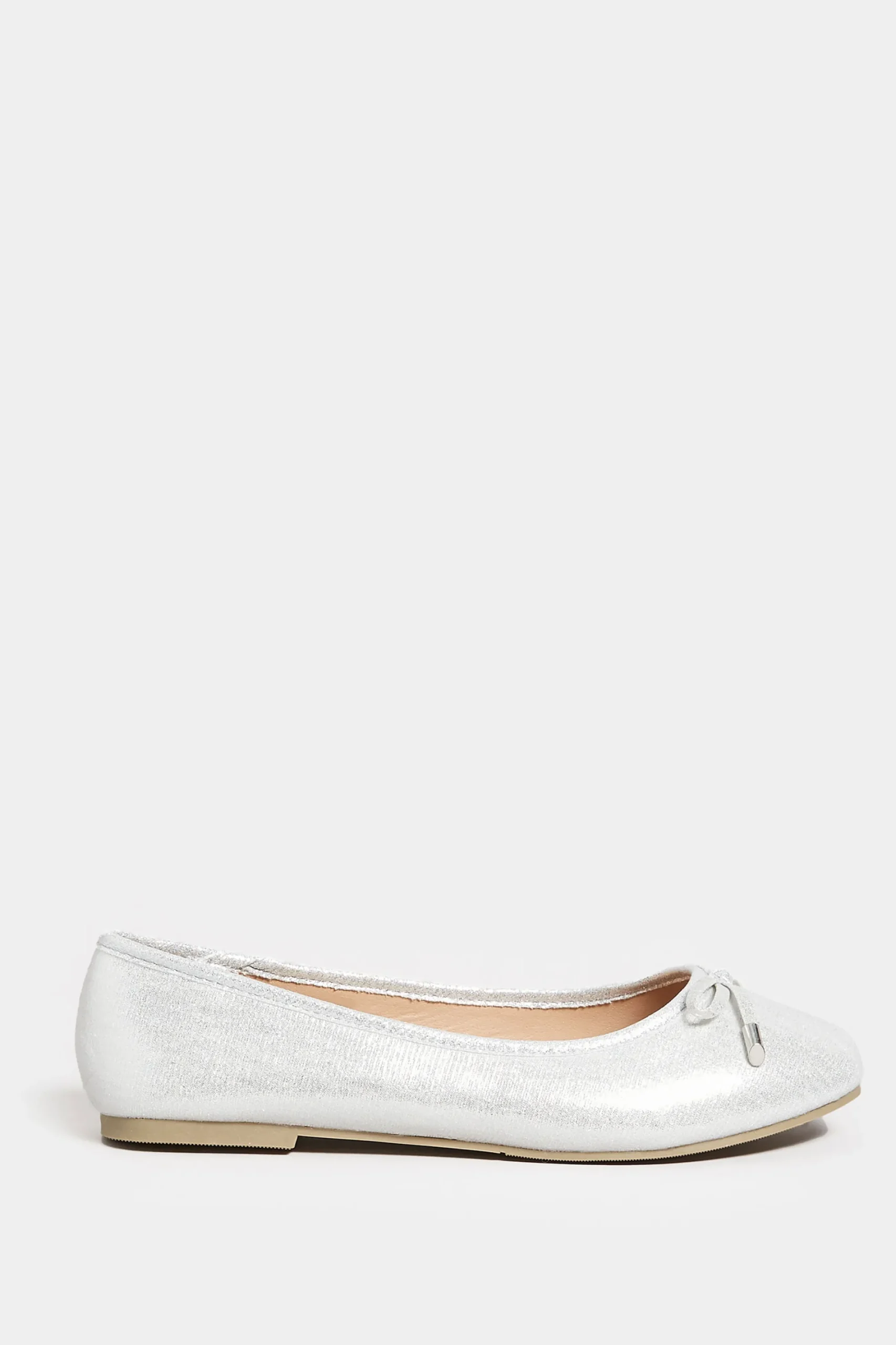 M&Co Yours Yours Silver Shimmer Ballerina Pumps In Wide E Fit & Extra Wide Eee Fit>Women Flat Shoes