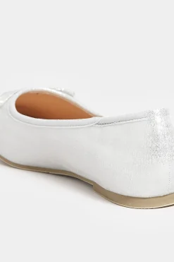 M&Co Yours Yours Silver Shimmer Ballerina Pumps In Wide E Fit & Extra Wide Eee Fit><noscript><img width=