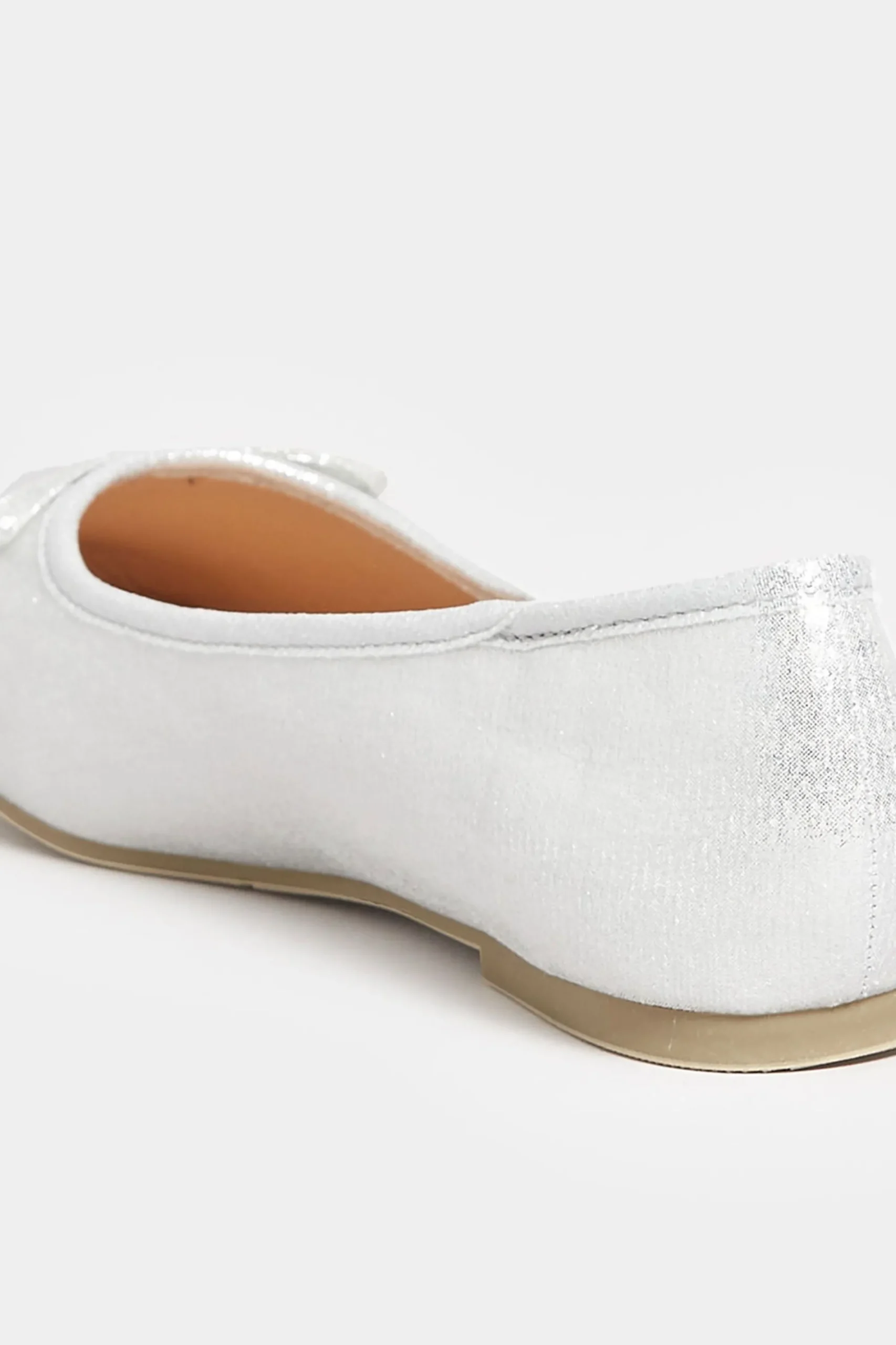 M&Co Yours Yours Silver Shimmer Ballerina Pumps In Wide E Fit & Extra Wide Eee Fit>Women Flat Shoes