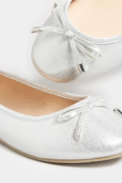 M&Co Yours Yours Silver Shimmer Ballerina Pumps In Wide E Fit & Extra Wide Eee Fit><noscript><img width=