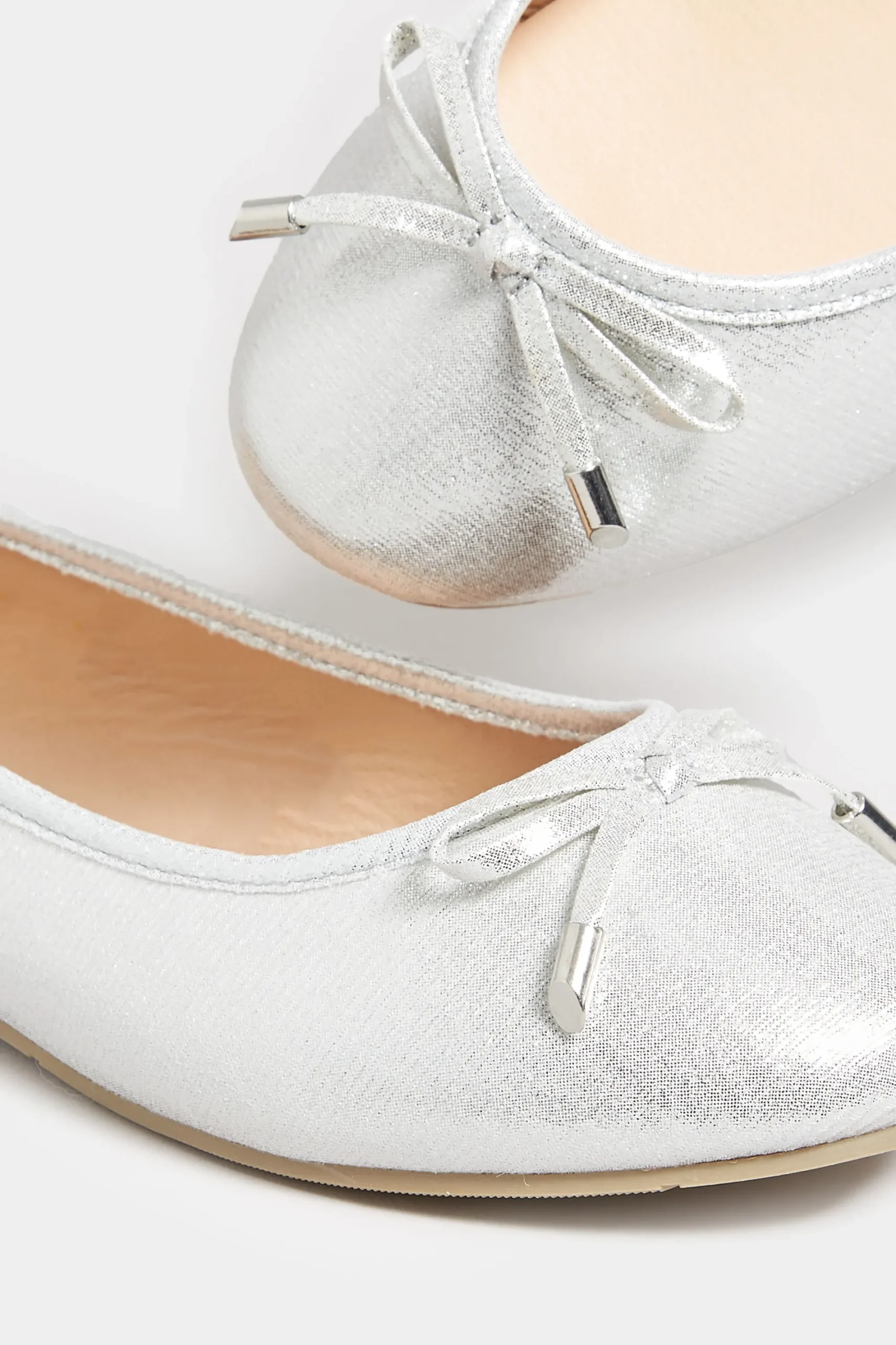 M&Co Yours Yours Silver Shimmer Ballerina Pumps In Wide E Fit & Extra Wide Eee Fit>Women Flat Shoes