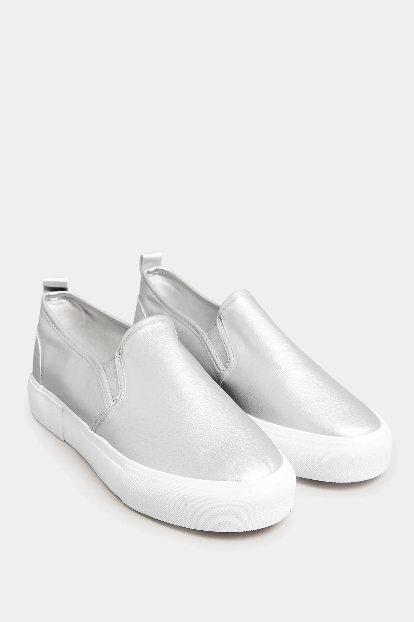 M&Co Yours Yours Silver Slip-On Trainers In Wide E Fit>Women Flat Shoes