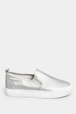 M&Co Yours Yours Silver Slip-On Trainers In Wide E Fit><noscript><img width=