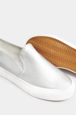M&Co Yours Yours Silver Slip-On Trainers In Wide E Fit><noscript><img width=