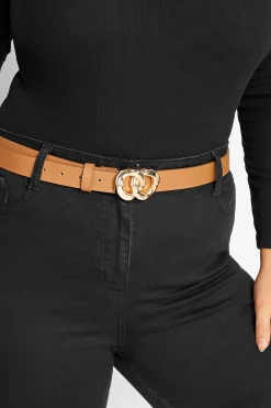 M&Co Yours Yours Tan Brown Double Ring Buckle Belt>Women Belts