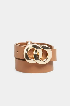 M&Co Yours Yours Tan Brown Double Ring Buckle Belt>Women Belts