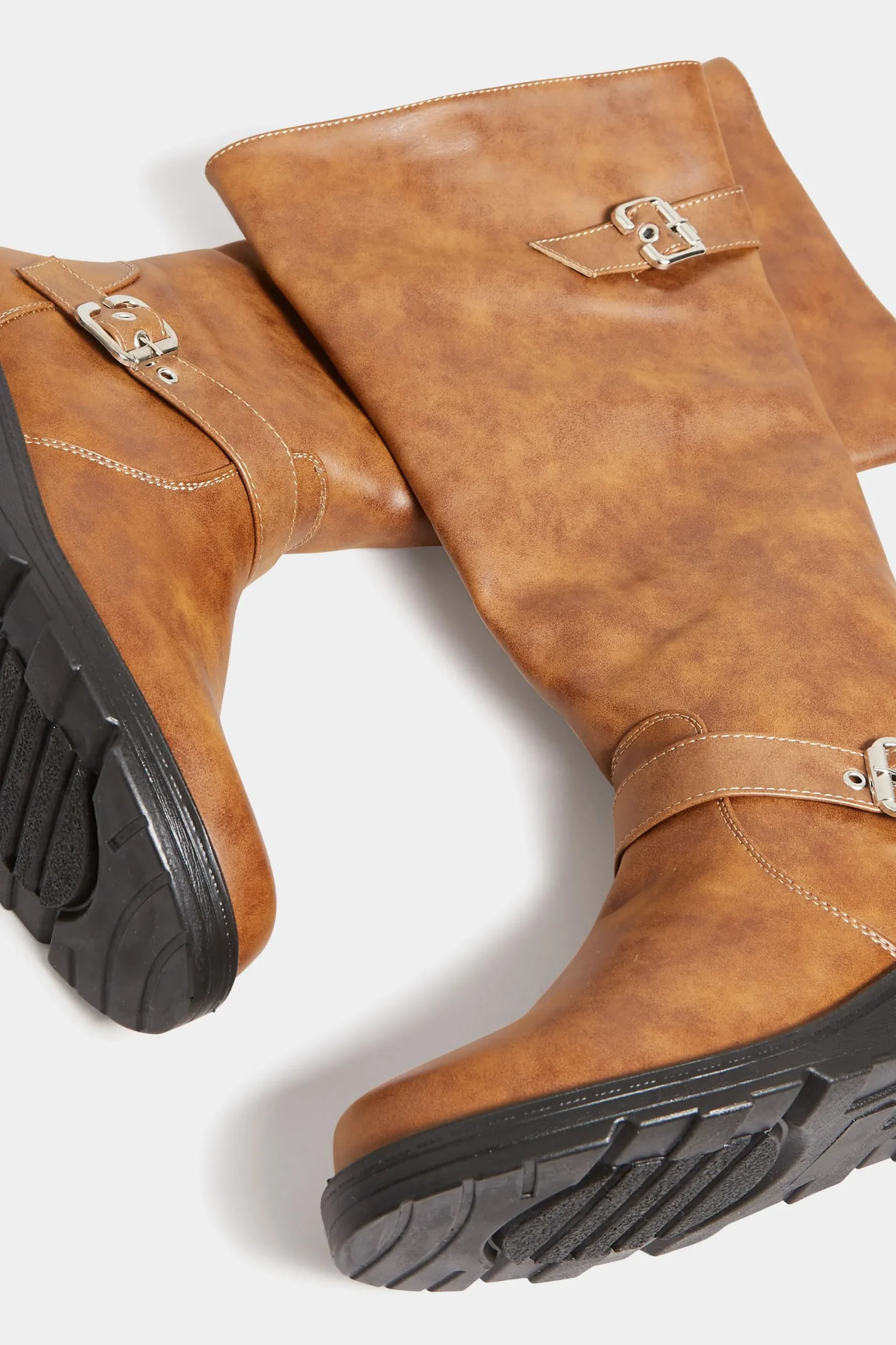 M&Co Yours Yours Tan Brown Knee High Wedge Boots In Wide E Fit>Women Boots