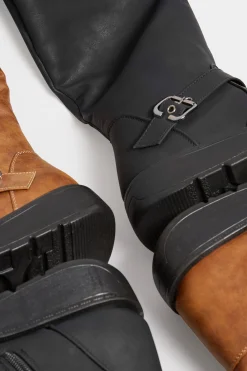 M&Co Yours Yours Tan Brown Knee High Wedge Boots In Wide E Fit><noscript><img width=