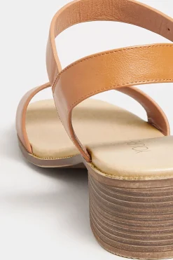 M&Co Yours Yours Tan Brown Strappy Low Heel Sandals In Extra Wide Eee Fit><noscript><img width=