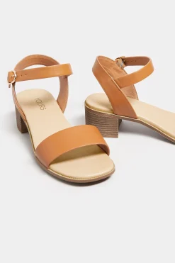 M&Co Yours Yours Tan Brown Strappy Low Heel Sandals In Extra Wide Eee Fit><noscript><img width=