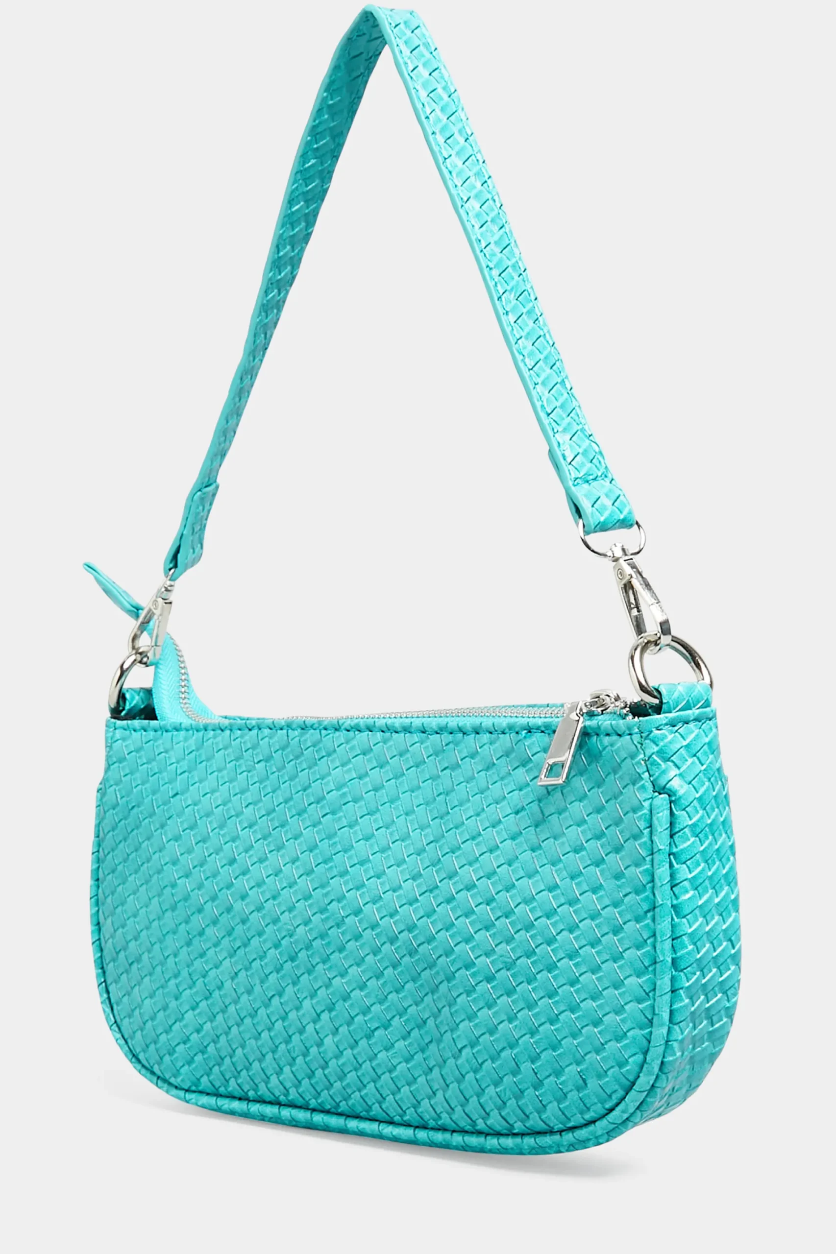 M&Co Yours Yours Turquoise Blue Woven Shoulder Bag>Women Bags