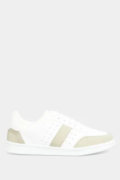 M&Co Yours Yours White & Beige Brown Stripe Trainers In Wide E Fit><noscript><img width=