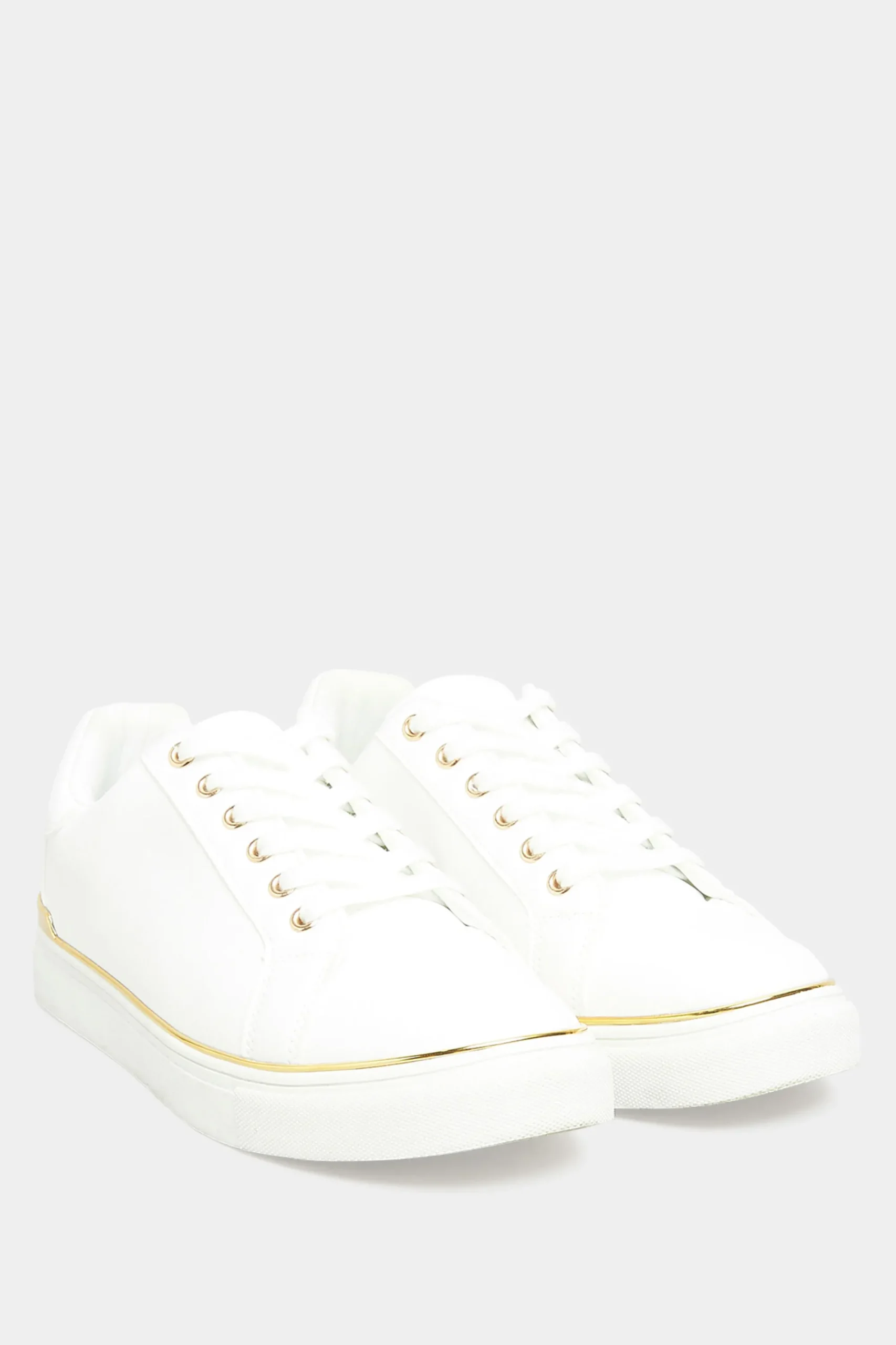 M&Co Yours Yours White & Gold Hardware Trainers In Extra Wide Eee Fit>Women Flat Shoes