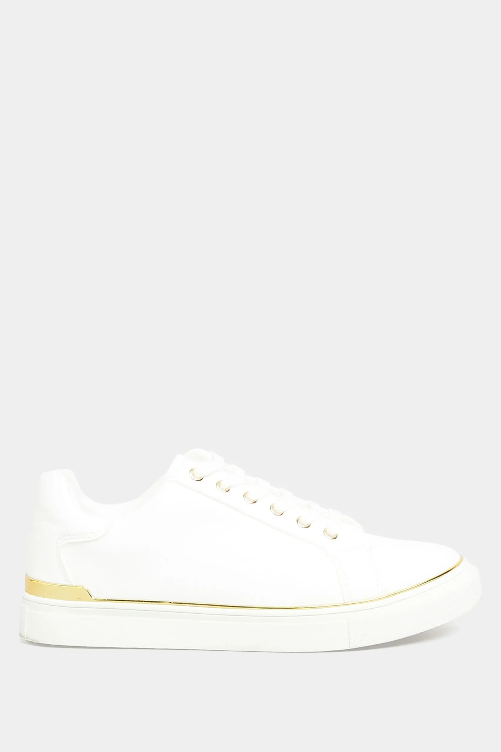 M&Co Yours Yours White & Gold Hardware Trainers In Extra Wide Eee Fit>Women Flat Shoes