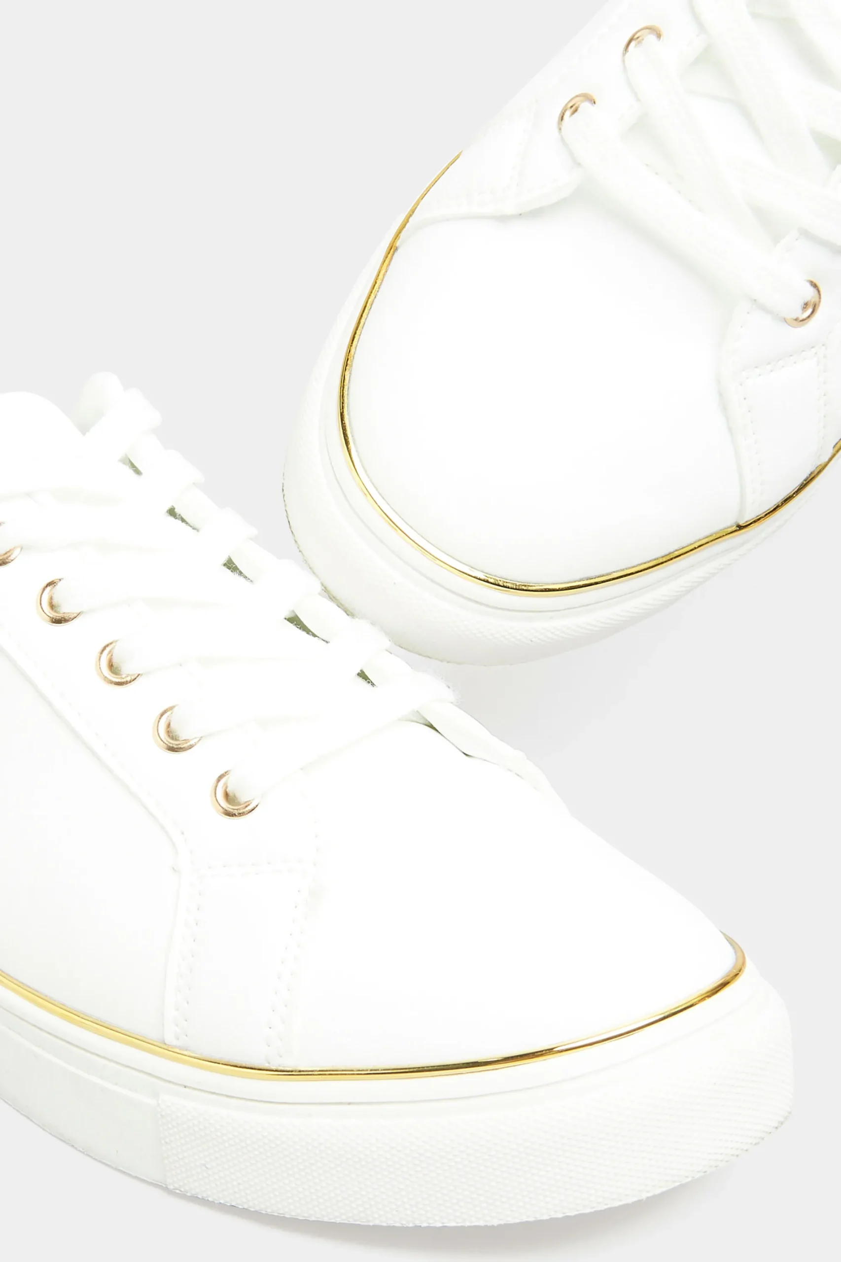 M&Co Yours Yours White & Gold Hardware Trainers In Extra Wide Eee Fit>Women Flat Shoes