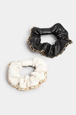 M&Co Yours Yours White 2 Pack Chain Scrunchie Set><noscript><img width=