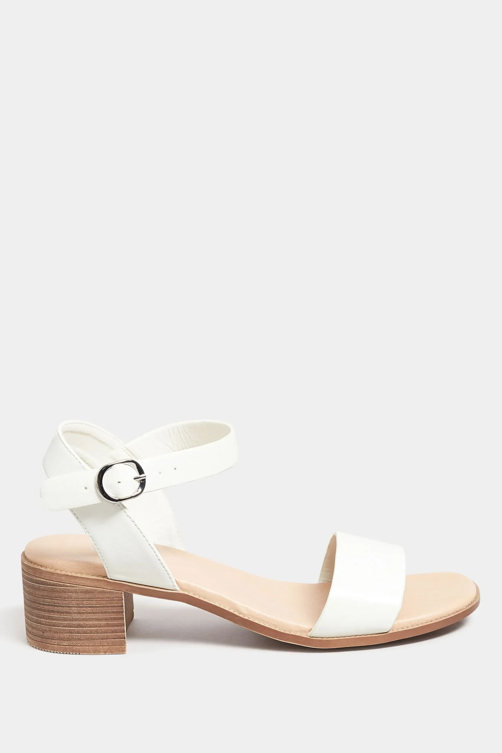 M&Co Yours Yours White Block Strappy Low Heel Sandals In Extra Wide Eee Fit>Women Heels