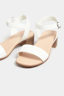 M&Co Yours Yours White Block Strappy Low Heel Sandals In Extra Wide Eee Fit><noscript><img width=