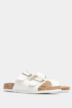 M&Co Yours Yours White Buckle Strap Footbed Sandals In Extra Wide Eee Fit>Women Flat Shoes