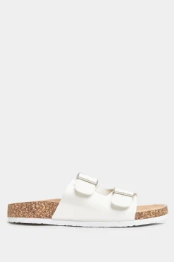 M&Co Yours Yours White Buckle Strap Footbed Sandals In Extra Wide Eee Fit><noscript><img width=