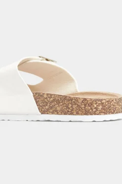 M&Co Yours Yours White Buckle Strap Footbed Sandals In Extra Wide Eee Fit><noscript><img width=