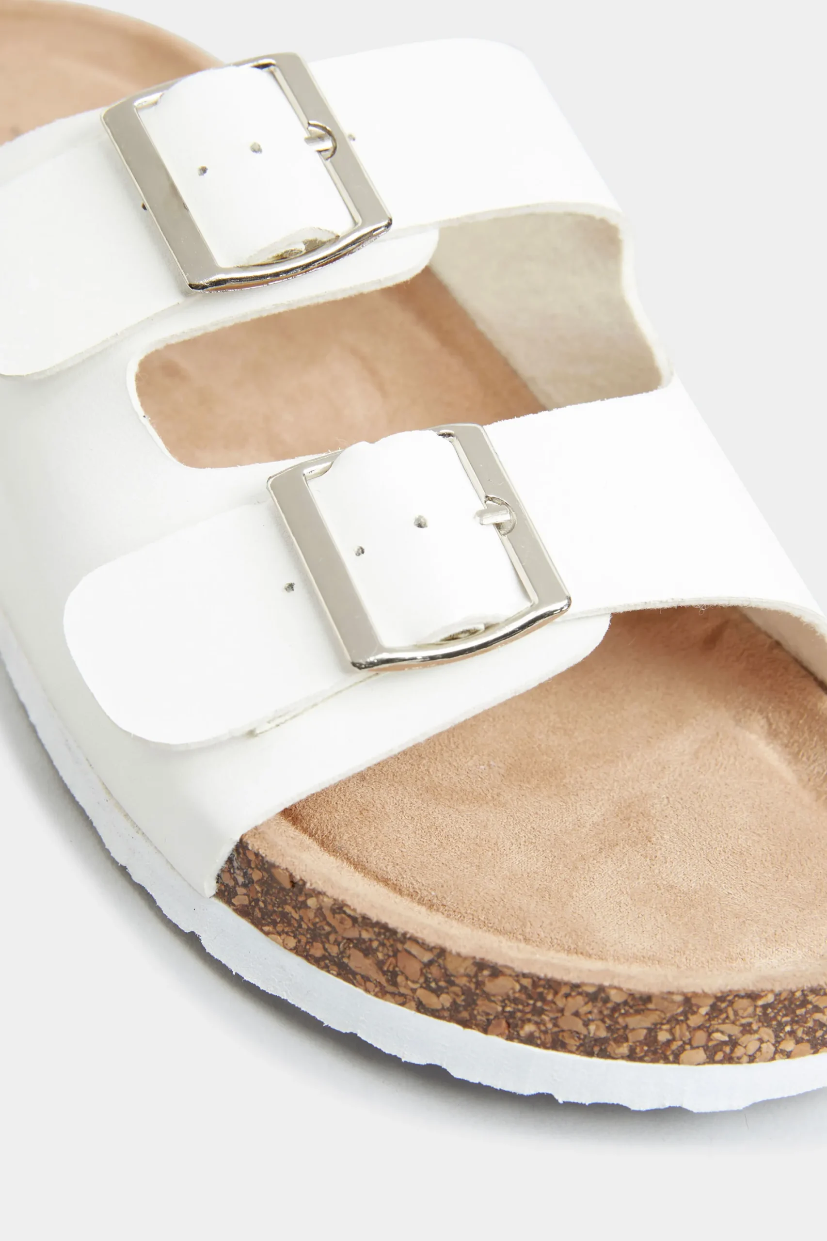M&Co Yours Yours White Buckle Strap Footbed Sandals In Extra Wide Eee Fit>Women Flat Shoes