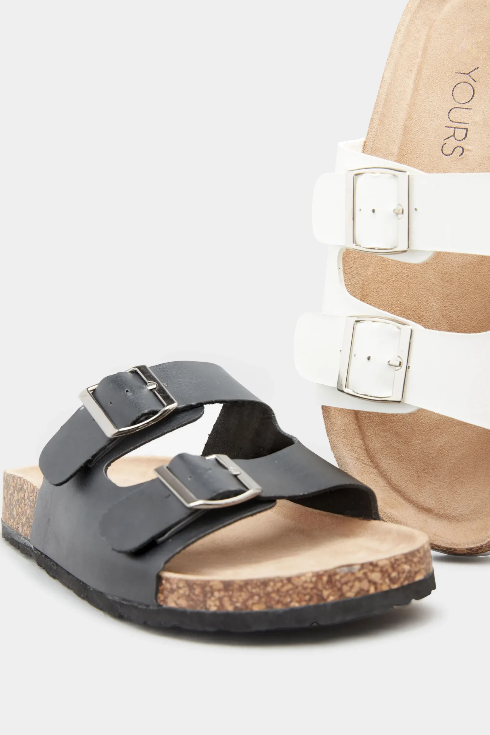 M&Co Yours Yours White Buckle Strap Footbed Sandals In Extra Wide Eee Fit>Women Flat Shoes