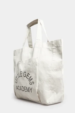 M&Co Yours Yours White Canvas Pocket Tote Bag>Women Bags