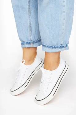 M&Co Yours Yours White Canvas Low Trainers In Wide E Fit>Women Flat Shoes