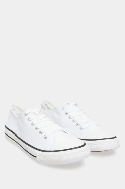 M&Co Yours Yours White Canvas Low Trainers In Wide E Fit>Women Flat Shoes