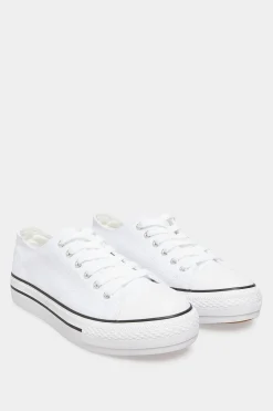 M&Co Yours Yours White Canvas Platform Trainers In Wide E Fit>Women Flat Shoes