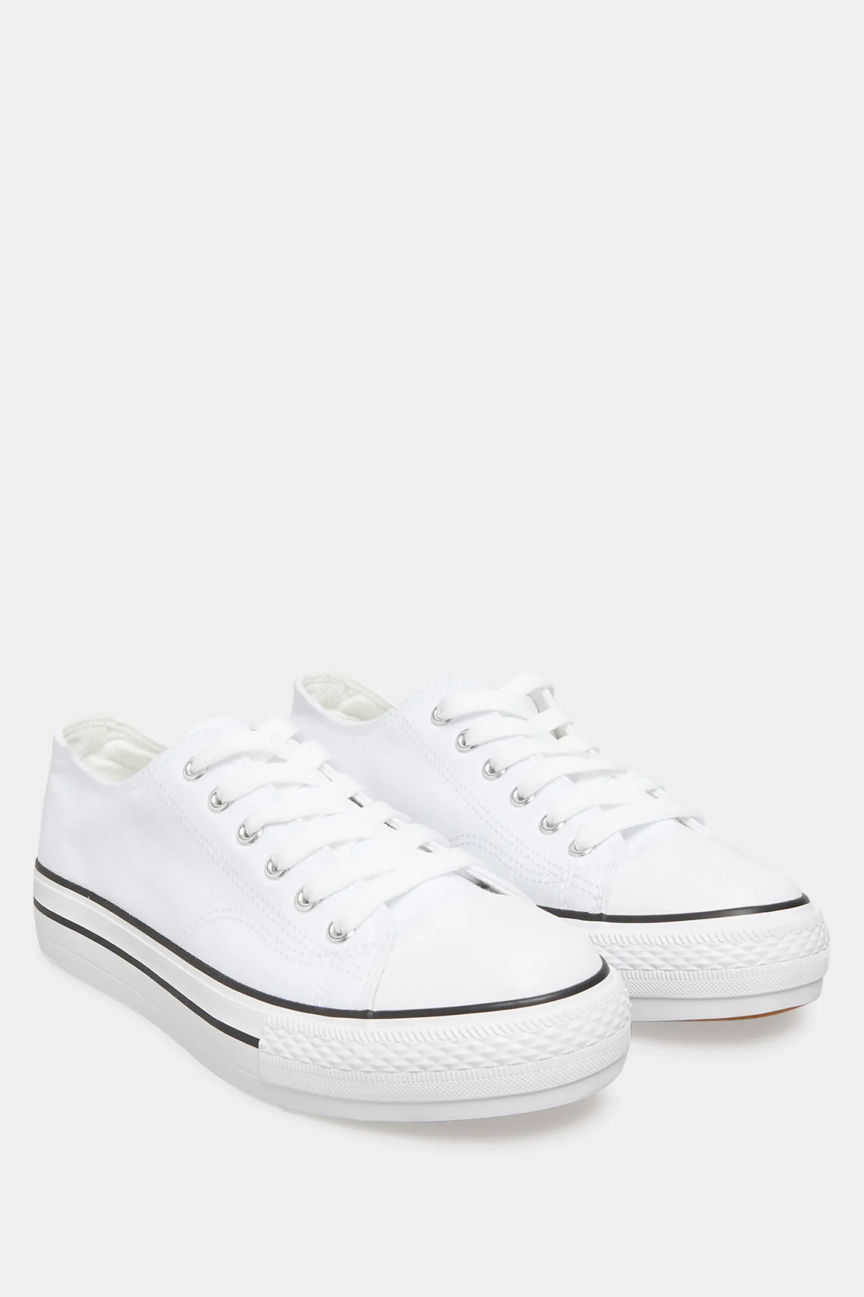 M&Co Yours Yours White Canvas Platform Trainers In Wide E Fit>Women Flat Shoes