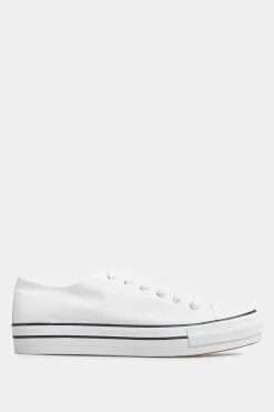 M&Co Yours Yours White Canvas Platform Trainers In Wide E Fit><noscript><img width=