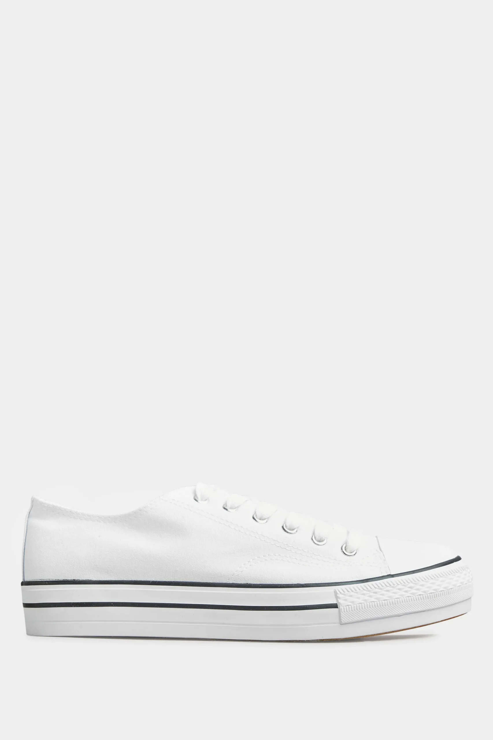 M&Co Yours Yours White Canvas Platform Trainers In Wide E Fit>Women Flat Shoes