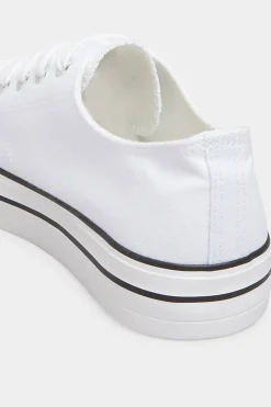 M&Co Yours Yours White Canvas Platform Trainers In Wide E Fit><noscript><img width=